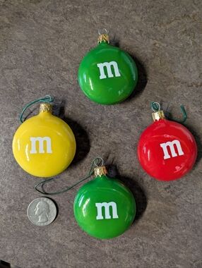 Set Of 4 M & Ms Candy Christmas Ornaments 90s M&Ms Vintage M&M's Chocolate